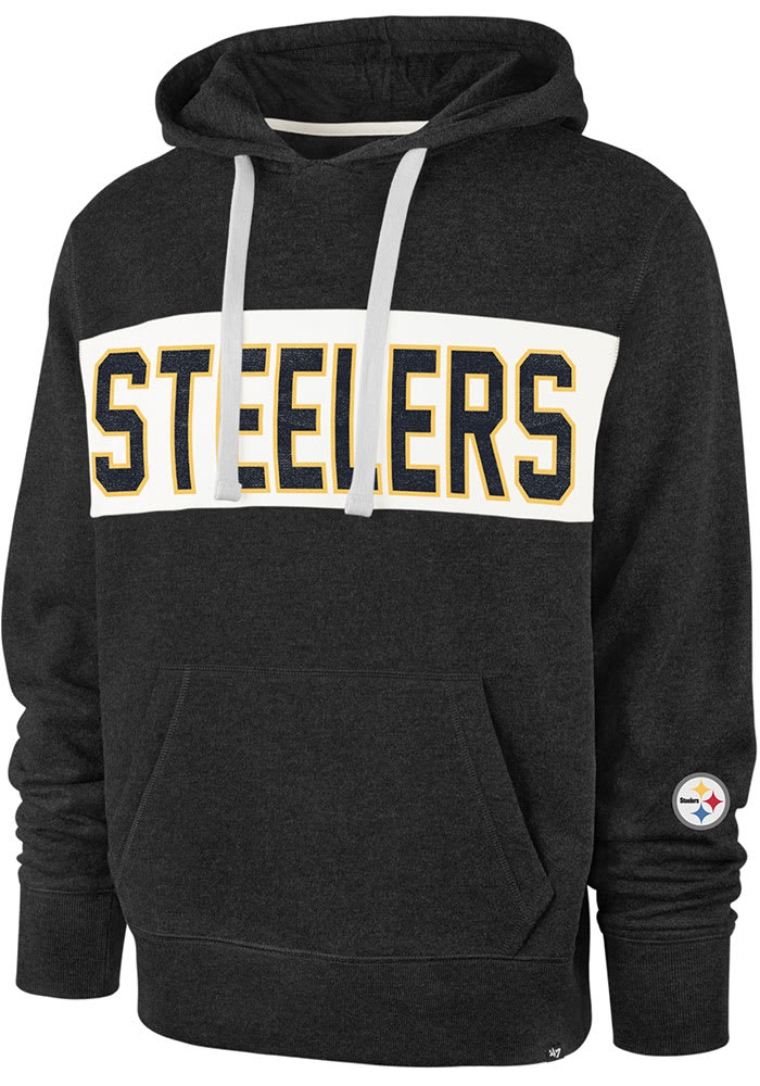 Pittsburgh Steelers Mitchell & Ness Home Advantage Raglan Short Sleeve  Pullover Hoodie - Black