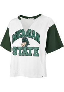 47 Michigan State Spartans Womens White Dolly Crop Short Sleeve T-Shirt