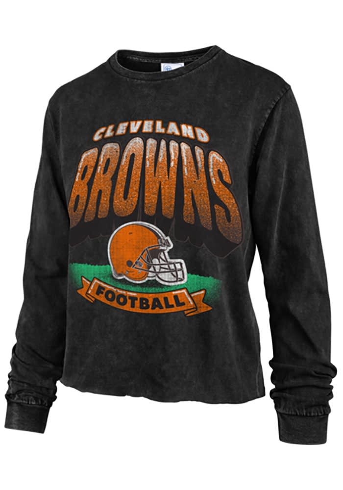 47 Cleveland Browns Womens BLACK Indio Vintage Long Sleeve LS Tee