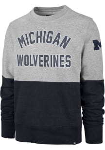 47 Michigan Wolverines Mens Grey Gibson Long Sleeve Fashion Sweatshirt