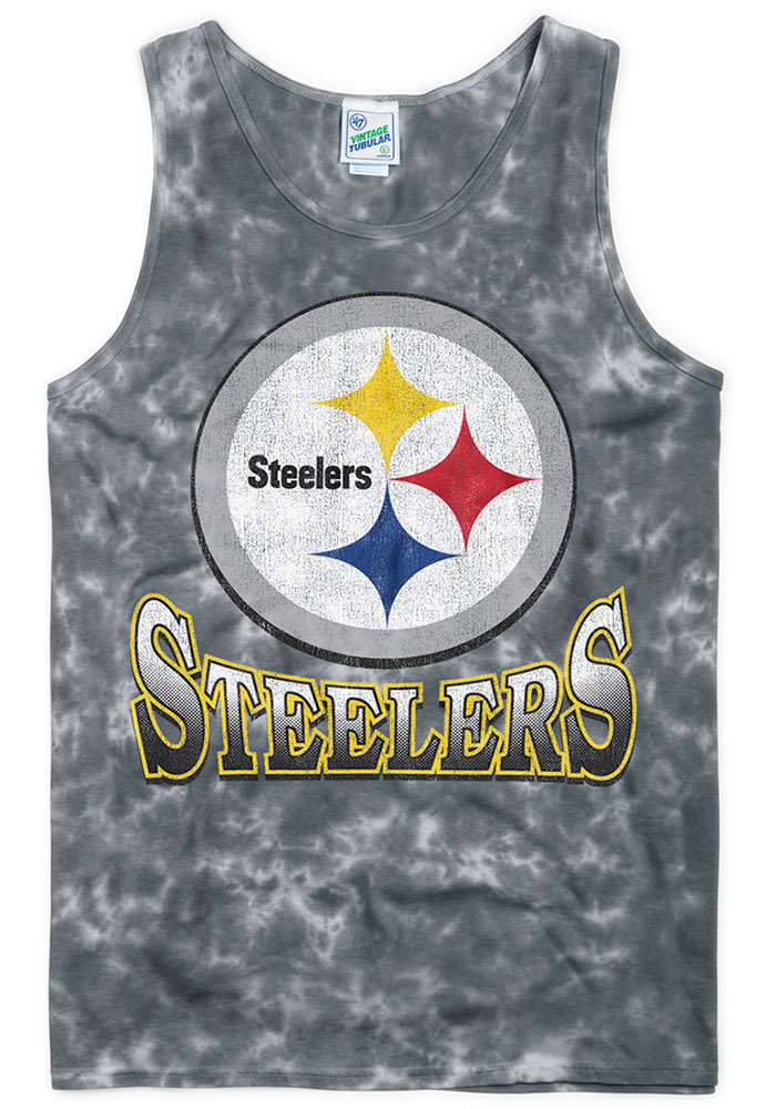 47 Pittsburgh Steelers Mens Grey BIG LEAGUER Short Sleeve Tank Top