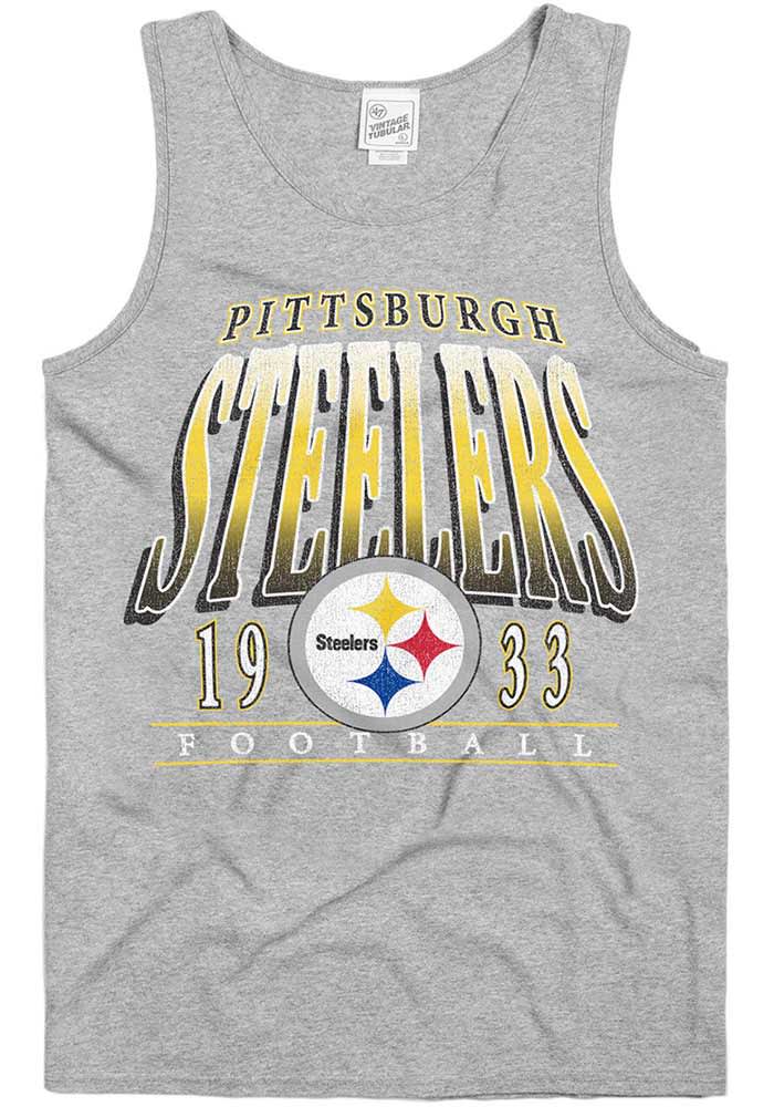 47 Pittsburgh Steelers Mens Grey HOME OPENER Short Sleeve Tank Top