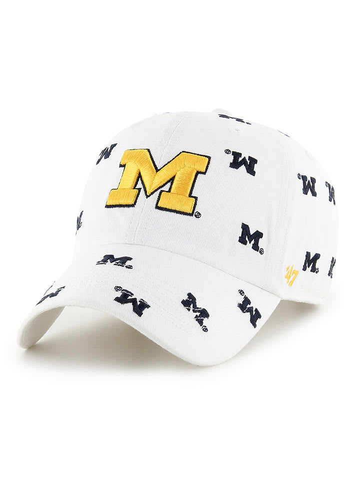 47 Michigan Wolverines White Confetti Clean Up Womens Adjustable Hat
