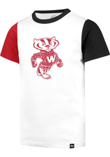 Youth Wisconsin Badgers White 47 Super Two Short Sleeve Fashion T-Shirt