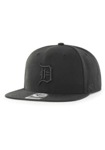 47 Detroit Tigers Black Black on Black Captain Mens Snapback Hat