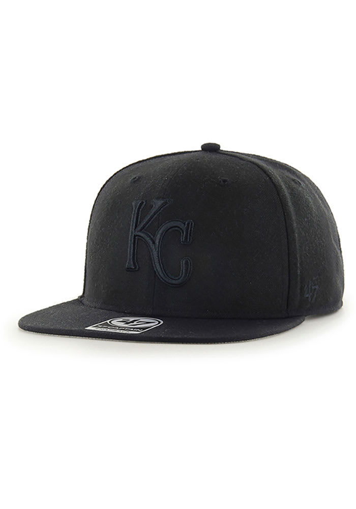 47 Kansas City Royals Black Black on Black Captain Mens Snapback Hat