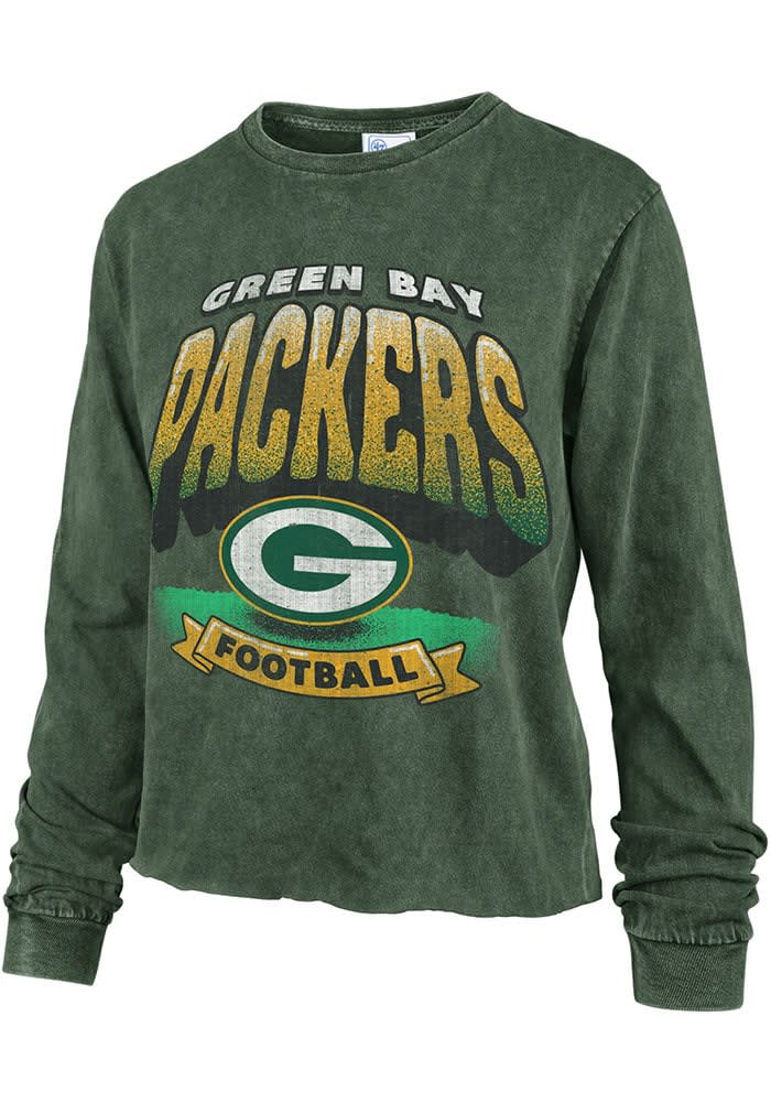 Green Bay Packers New Era Women's Crop Long Sleeve T-Shirt - Green