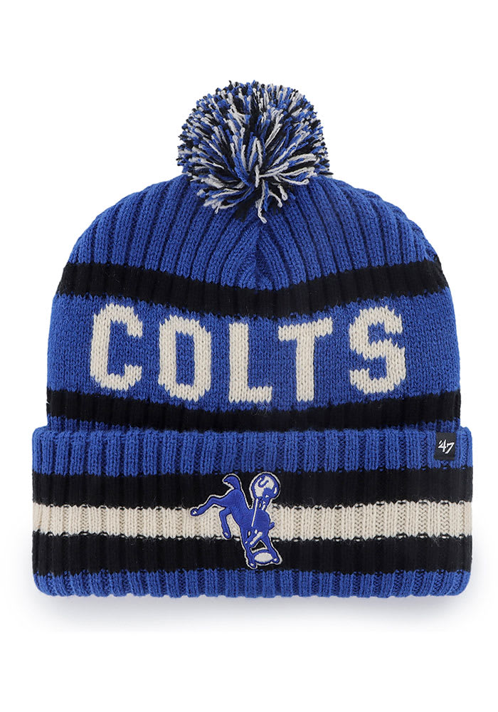 47 Indianapolis Colts Blue Retro Bering Cuff Pom Mens Knit Hat