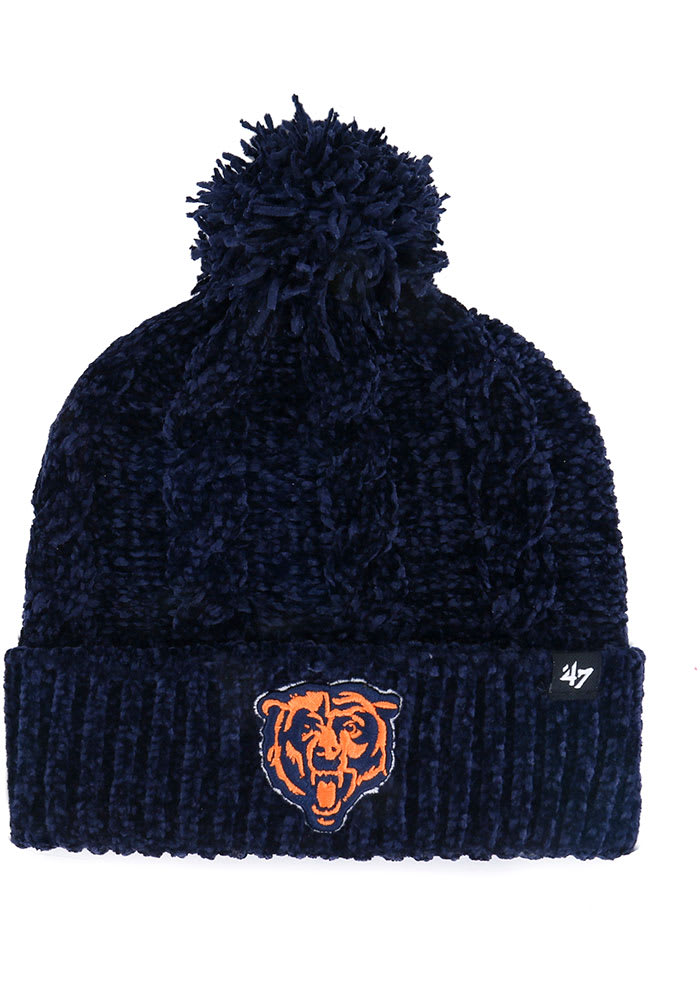 47 Chicago Bears Navy Blue Harlow Cuff Pom Womens Knit Hat
