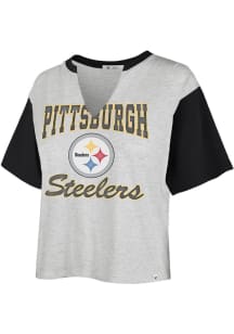 47 Pittsburgh Steelers Womens Grey Dolly Short Sleeve T-Shirt