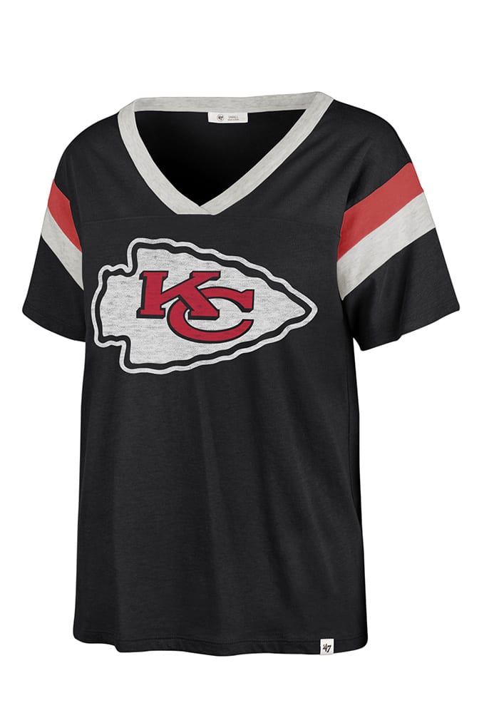 WOMENS Kansas City Chiefs PATRICK MAHOMES V-Neck Shirt BLACK New