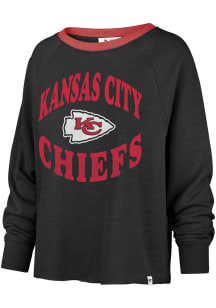 47 Kansas City Chiefs Womens Black Cropped Kennedy Crew Sweatshirt