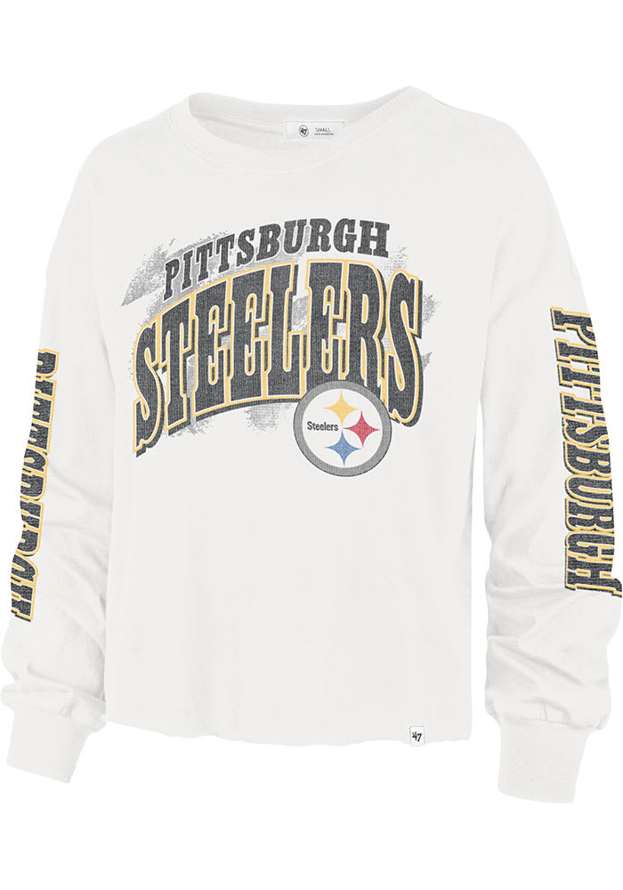 Women's New Era Black Pittsburgh Steelers Crop Long Sleeve T-Shirt