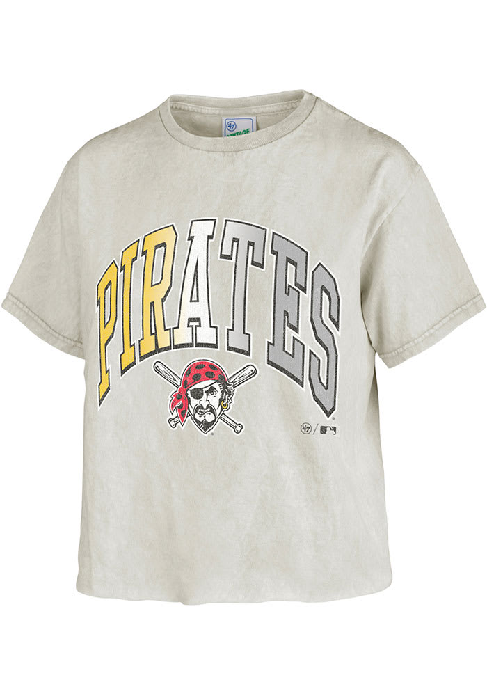 Pittsburgh Pirates Womens Grey Tri-Blend Retro Scoop Short Sleeve