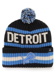 47 Detroit Lions Black Bering Cuff Pom Mens Knit Hat
