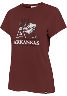47 Arkansas Razorbacks Womens Red Fineline Short Sleeve T-Shirt