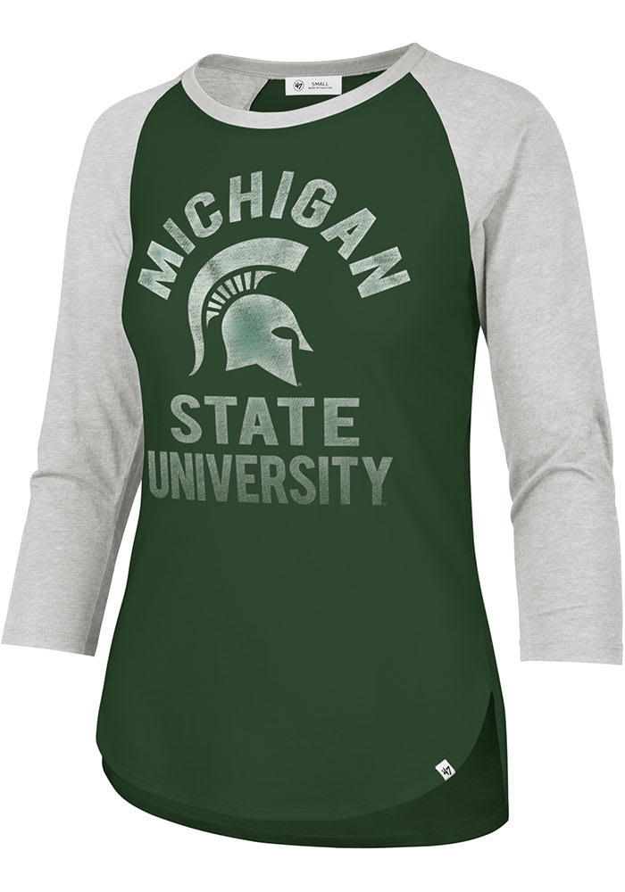 47 Michigan State Spartans Womens Green University Fade Long Sleeve LS Tee