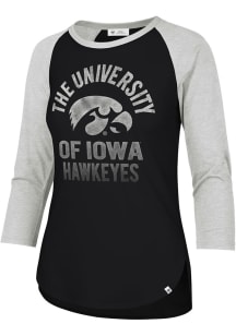 47 Iowa Hawkeyes Womens Black University Fade LS Tee