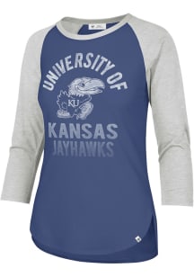 47 Kansas Jayhawks Womens Blue University Fade LS Tee