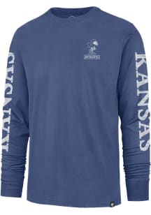 47 Kansas Jayhawks Blue Triple Down Franklin 1912 Long Sleeve Fashion T Shirt