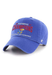 47 Kansas Jayhawks 2022 Basketball National Champs Clean Up Adjustable Hat - Blue