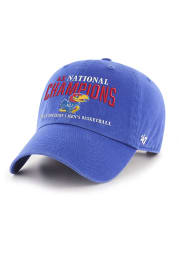 47 Kansas Jayhawks Basketball Multi Champs Clean Up Adjustable Hat - Blue