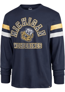 47 Michigan Wolverines Navy Blue Power Thru Irving Long Sleeve Fashion T Shirt