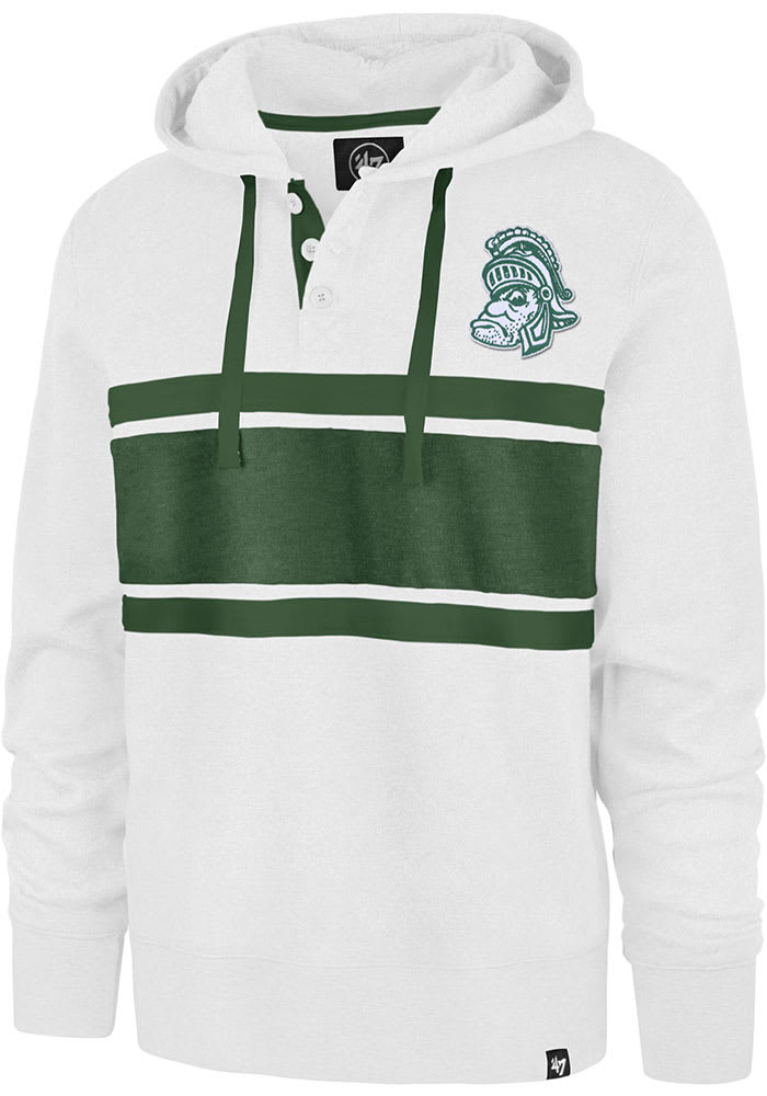 47 Michigan State Spartans Mens White Line Out Rugby Fashion Hood