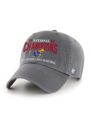 47 Kansas Jayhawks 2022 National Champions Clean Up Adjustable Hat - Charcoal