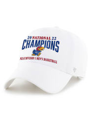 47 Kansas Jayhawks 2022 National Champions Clean Up Adjustable Hat - White