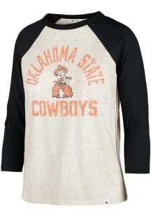 47 Oklahoma State Cowboys Womens Oatmeal Retro Daze Ava Raglan LS Tee