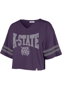 47 K-State Wildcats Womens Purple Fanfare Sporty Crop Short Sleeve T-Shirt
