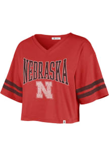 47 Nebraska Cornhuskers Womens Red Fanfare Sporty Crop Short Sleeve T-Shirt
