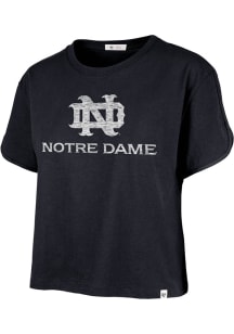 47 Notre Dame Fighting Irish Womens Navy Blue Premier Dolphin Hem Crop Short Sleeve T-Shirt