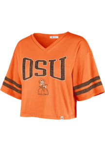 47 Oklahoma State Cowboys Womens Orange Fanfare Sporty Crop Short Sleeve T-Shirt