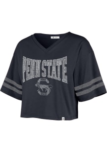 47 Penn State Nittany Lions Womens Navy Blue Fanfare Sporty Crop Short Sleeve T-Shirt