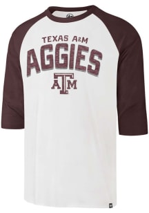 47 Texas A&amp;M Aggies White Crescent Franklin Raglan Long Sleeve Fashion T Shirt