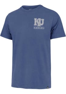 47 Kansas Jayhawks Blue Back Slide Vintage 1941 Franklin Short Sleeve Fashion T Shirt