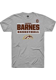 Sharod Barnes Rally Mens Grey Western Michigan Broncos NIL Stacked Box Player T Shirt