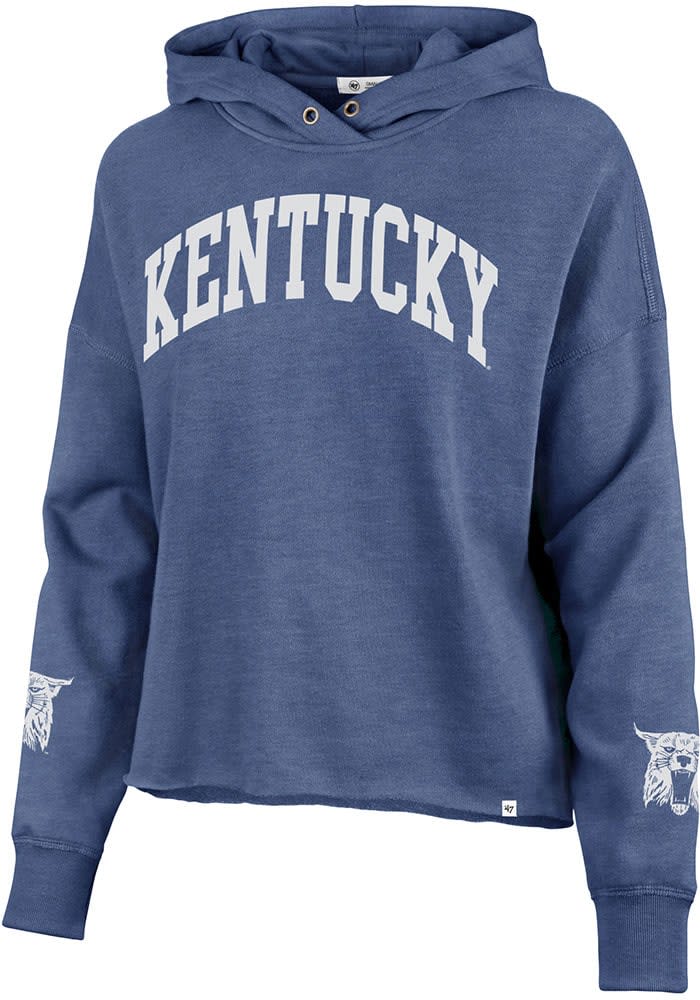 47 Kentucky Wildcats Womens Blue Cut Off Hooded Sweatshirt