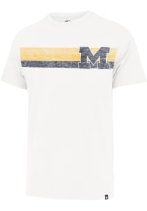 47 Michigan Wolverines White Three Stripe Bond Franklin Short Sleeve Fashion T Shirt