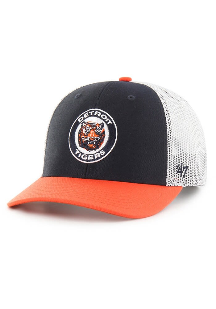 Men's Detroit Tigers '47 Navy/Orange Sidenote Trucker Snapback Hat