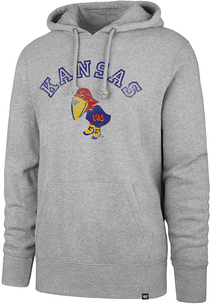 47 Kansas Jayhawks Mens Grey Headline Fleece Fashion Hood