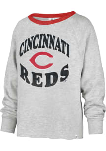 47 Cincinnati Reds Womens Grey Cropped Kennedy Crew Sweatshirt