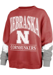 47 Nebraska Cornhuskers Womens Red Boyfriend Tubular Dye Crew Sweatshirt