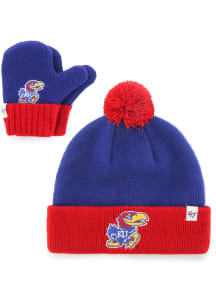 47 Kansas Jayhawks Bam Bam Knit Set Baby Knit Hat - Blue