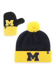47 Michigan Wolverines Bam Bam Knit Set Baby Knit Hat - Navy Blue