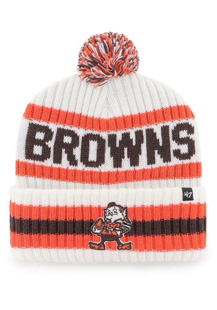 47 Cleveland Browns White Brownie Bering Mens Knit Hat