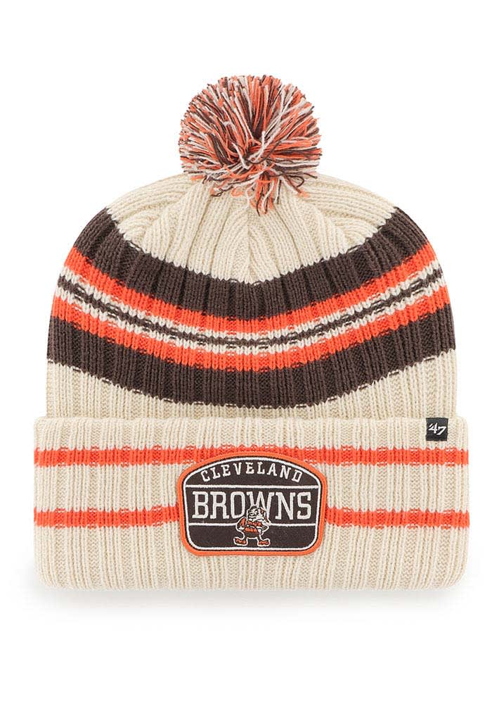 47 Cleveland Browns Natural Brownie Hone Patch Mens Knit Hat