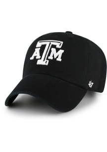 47 Texas A&amp;M Aggies White Logo Clean Up Adjustable Hat - Black